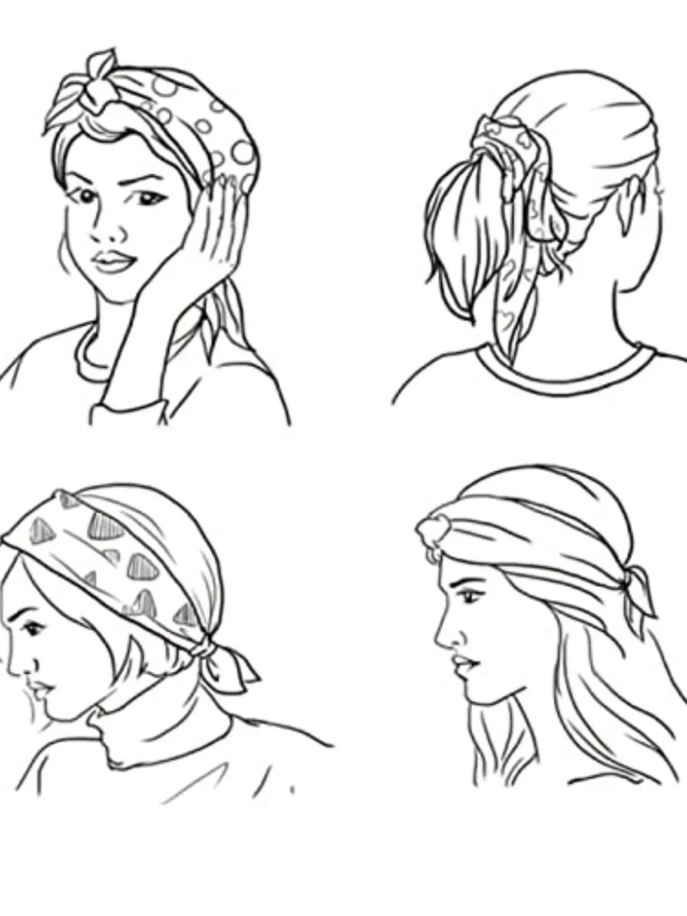 Women's Square Satin Silk Scarf Headscarf Hair Wrap with Bobby Pins